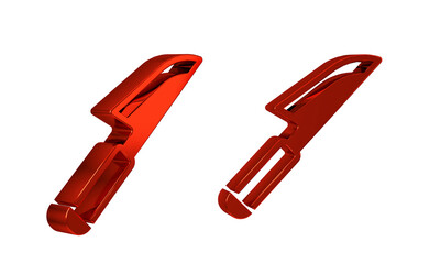 Poster - Red Knife icon isolated on transparent background. Cutlery symbol.