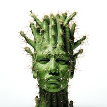A Green Cactus Head With Thorns