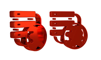 Aufkleber - Red Network cloud connection icon isolated on transparent background. Social technology. Cloud computing concept.