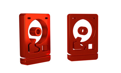 Poster - Red Hard disk drive HDD icon isolated on transparent background.