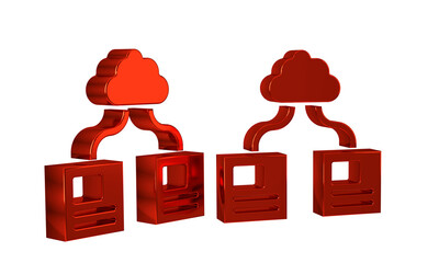 Aufkleber - Red Cloud technology data transfer and storage icon isolated on transparent background.