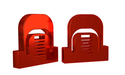 Poster - Red Hangar with servers icon isolated on transparent background. Server, Data, Web Hosting.