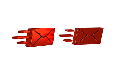 Poster - Red Express envelope icon isolated on transparent background. Email message letter symbol.