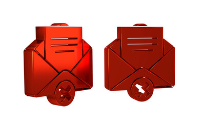 Poster - Red Delete envelope icon isolated on transparent background. Delete or error letter. Cross on message. Rejected mail.