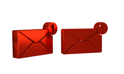 Poster - Red Envelope icon isolated on transparent background. Received message concept. New, email incoming message, sms. Mail delivery service.