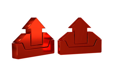Poster - Red Upload inbox icon isolated on transparent background.