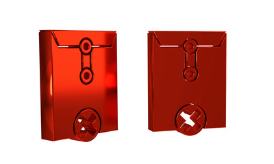 Poster - Red Delete envelope icon isolated on transparent background. Delete or error letter. Cross on message. Rejected mail.