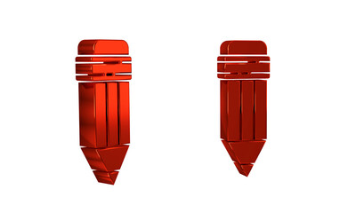 Poster - Red Pencil with eraser icon isolated on transparent background. Drawing and educational tools. School office symbol.