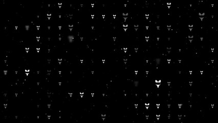 Poster - Template animation of evenly spaced bikini symbols of different sizes and opacity. Animation of transparency and size. Seamless looped 4k animation on black background with stars