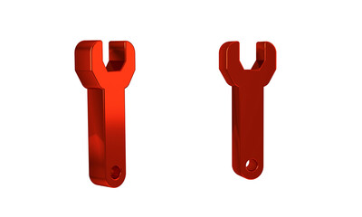 Poster - Red Wrench spanner icon isolated on transparent background.