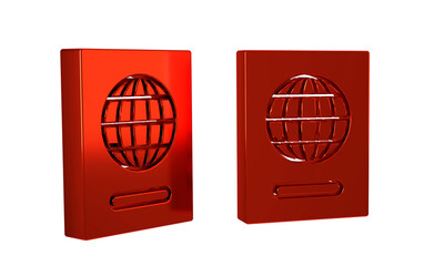 Poster - Red Passport with biometric data icon isolated on transparent background. Identification Document.