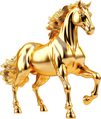 Wall Mural - Golden horse isolated on transparent background