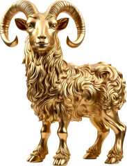 Golden goat isolated on transparent background
