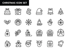 Christmas Icon Set. Vector Illustration