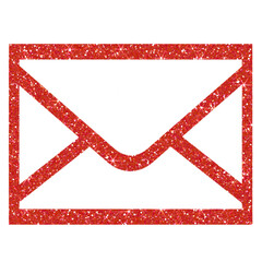 Wall Mural - Red glitter envelope on transparent background.Envelope icon, Mail icon. Design for decorating,background, wallpaper, illustration
