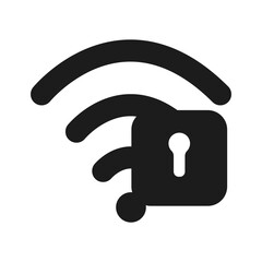 Poster - Protected Wi-Fi vector. Internet security vector icon. Wi-Fi signal black icon. Vector illustration.