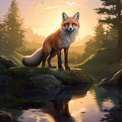 Wall Mural - Portrait of a fox.