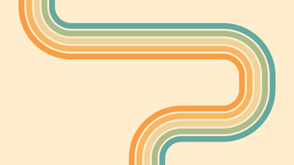 Wall Mural - abstract background of rainbow groovy wavy line design in 1970s hippie retro style. vector pattern r