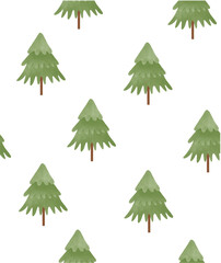 Wall Mural - winter holidays seamless vector pattern with green christmas trees isolated on a white background. i