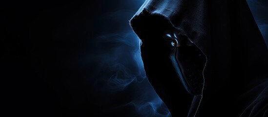 Poster - Hooded figure with hidden code lurking in shadows.