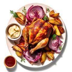 Wall Mural - Roasted Chicken w Potato Wedges