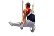 male gymnast exercise l-sit position on ring frame in artistic gymnastics isolated on transparent background, summer sports games