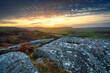 Sunset at Corby's Crags, which look over the Vale of Whittingham towards the Cheviot Hills at Edlingham, Northumberland