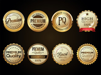 Wall Mural - premium quality golden badges isolated on black background vector