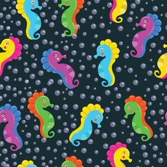 Wall Mural - seamless pattern of seahorses in vector for,background,wallpaper,wrapping,fabric,cover,etc.