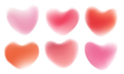 Poster - Blurred hearts. Set of soft color gradient defocused heart shapes for wedding invitations and Happy Valentine's Day holiday greetings. Vector illustration.