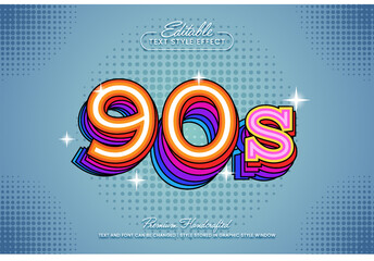 Poster - Retro vintage 90s headline vector graphic style. Editable vector 3D text effect.