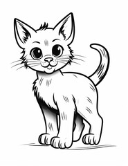 Canvas Print - cute kitty, black and white coloring page for kids, realistic style, line art, detailed, black lines only