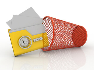 Poster - 3d rendering folder protected lock with bin