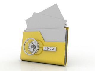 Poster - 3d rendering folder protected lock