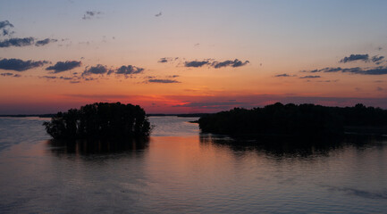 Wall Mural - susnet over river