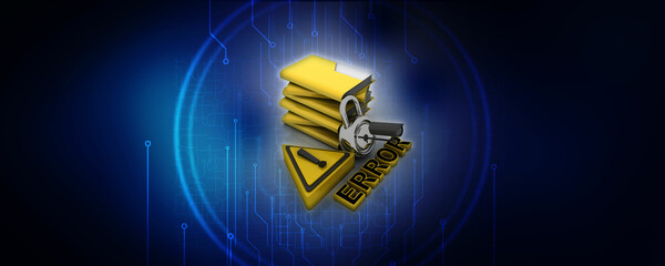 Poster - 3d rendering folder protected lock