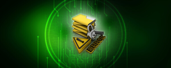 Poster - 3d rendering folder protected lock