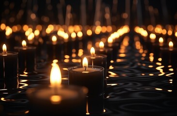 Wall Mural - Candlemas. Light of the world. Christian Holiday. Burning candles in a church, close-up, toned.