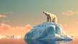 A polar bear on a shrinking iceberg due to climate change