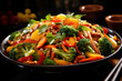A symphony of colors in a vegetable stir-fry, featuring broccoli, carrots, and bell peppers, highlighting the beauty of diverse textures and flavors. Generative Ai.