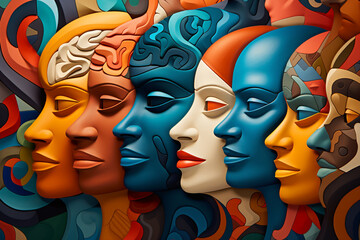 Poster - A digital artwork depicting diverse shapes intertwining to form a harmonious whole, representing the beauty of inclusivity in tolerant communities.