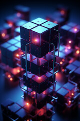 Poster - Clean, minimalist rendering of a blockchain data block.