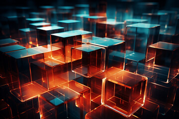 Poster - Abstract, geometric depiction of blockchain transparency.
