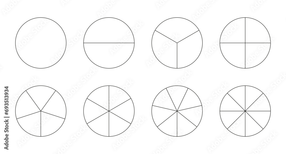 Set of pizza charts. Segmented charts. Pie chart templates. Sectors ...