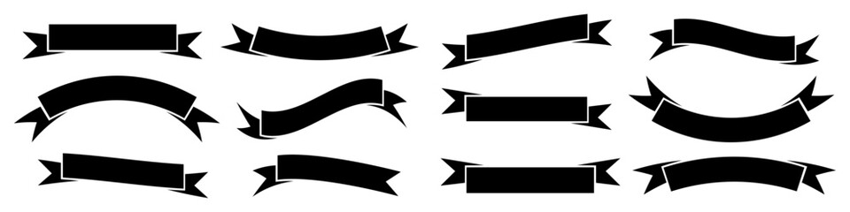 Poster - Set of ribbon banners. Set of simple vector ribbons in black on an isolated background. Vector EPS 10