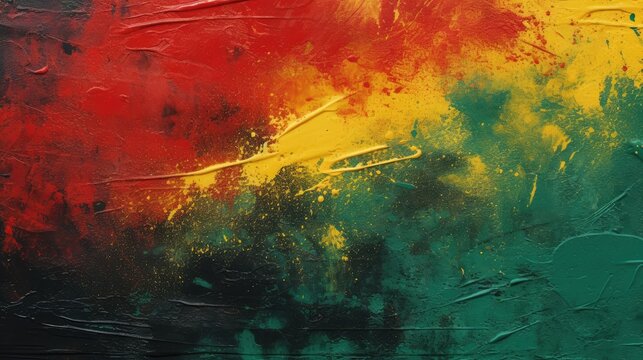 Black history month, canvas grunge texture, red yellow green paint color, celebration background, Bright color, ultra realistic