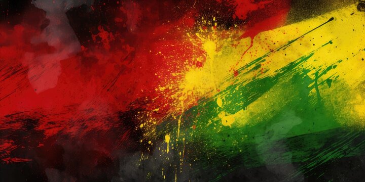 Black history month, canvas grunge texture, red yellow green paint color, celebration background, Bright color, ultra realistic 