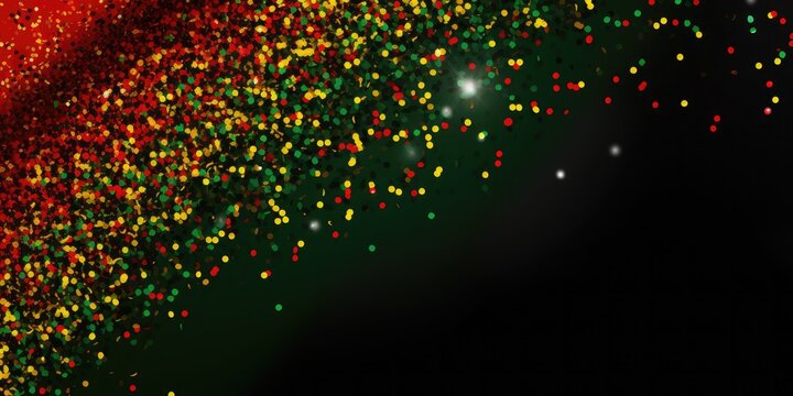 Black History Month concept. Abstract green yellow and red color glitter sparkle background. Space for your text, Bright color, ultra realistic