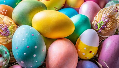  easter eggs multicolored close up background