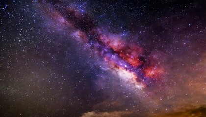 Wall Mural - starry night image with the red and purple galaxy in the cosmic space